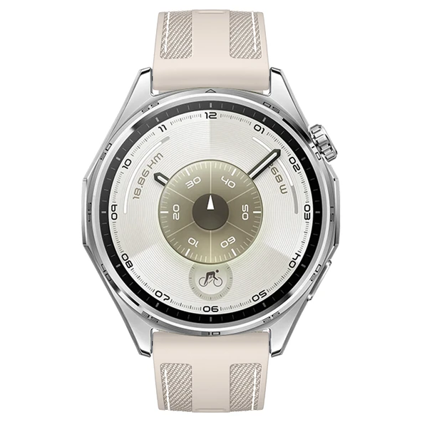 Sneezy Huawei Watch GT6 46mm ile Uyumlu Metal Tokalı Dikiş Detaylı Şık Dokuma Silikon Kordon  Starlight - Resim 3