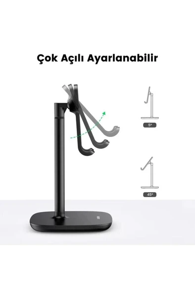 Ugreen Yüksekliği Ayarlanabilir Masaüstü Telefon Standı Siyah Teşhir - 4
