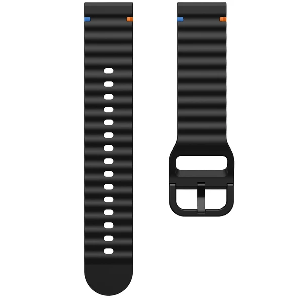Huawei Watch GT6 46mm İle Uyumlu Dalga Desenli Tokalı Yumusaş Soft Silikon Kordon  Siyah - 6