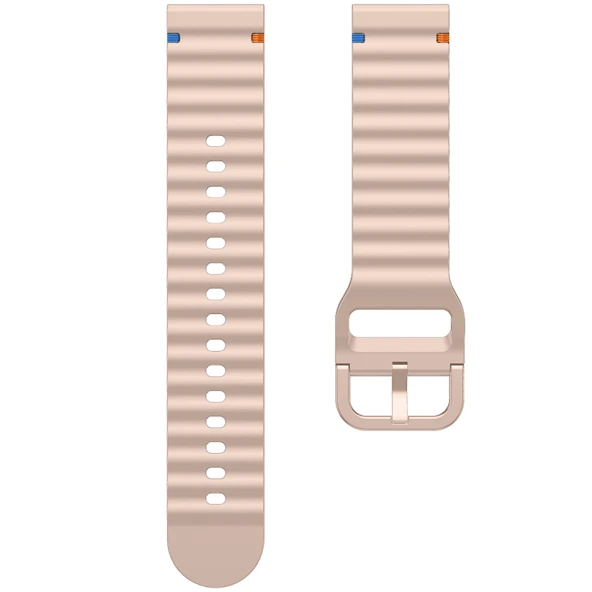 Huawei Watch GT6 46mm İle Uyumlu Dalga Desenli Tokalı Yumusaş Soft Silikon Kordon Pudra - 6