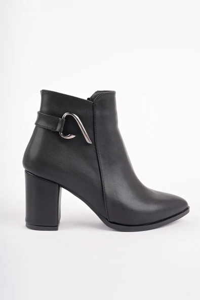 Muggo FORTİS Sivri Burun Toka Detaylı Fermuarlı Kalın Topuklu Kadın Bot - 3