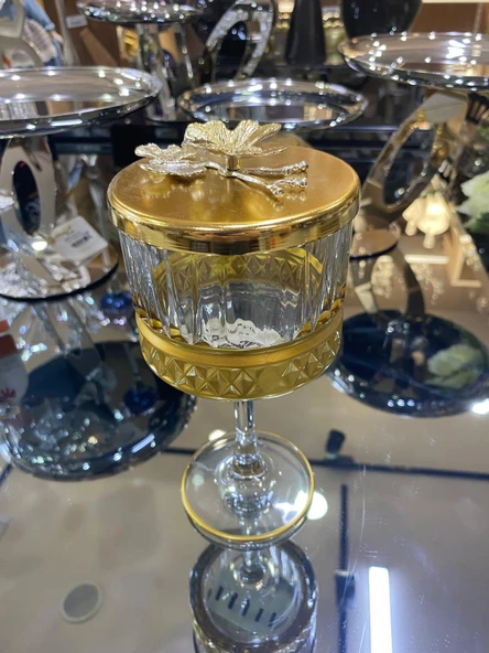 Ayaklı Gold Şekerlik 20 x 10 CM - 2