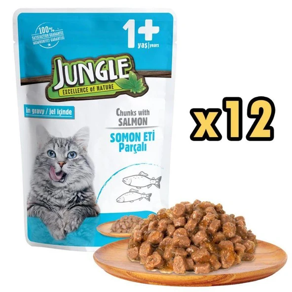 Jungle Pouch Somonlu Yetişkin Kedi Konservesi 100 gr X 12 Adet ürün görseli 1