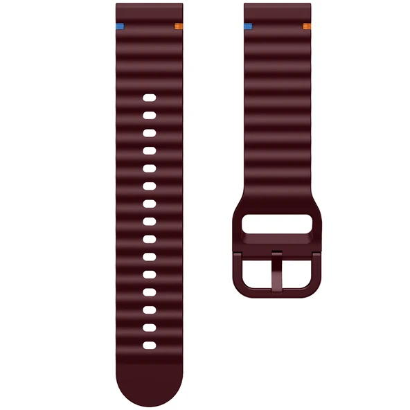 Huawei Watch GT6 46mm İle Uyumlu Dalga Desenli Tokalı Yumusaş Soft Silikon Kordon Mürdüm - 6