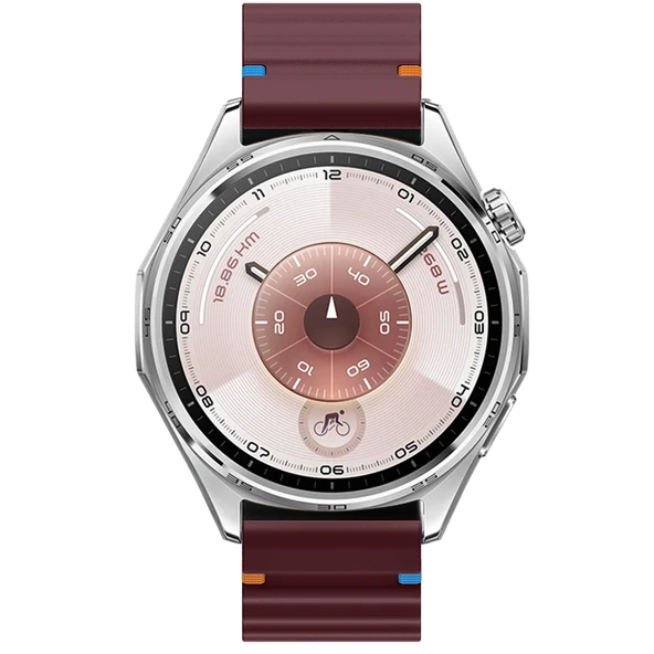 Huawei Watch GT6 46mm İle Uyumlu Dalga Desenli Tokalı Yumusaş Soft Silikon Kordon  Mürdüm - 5