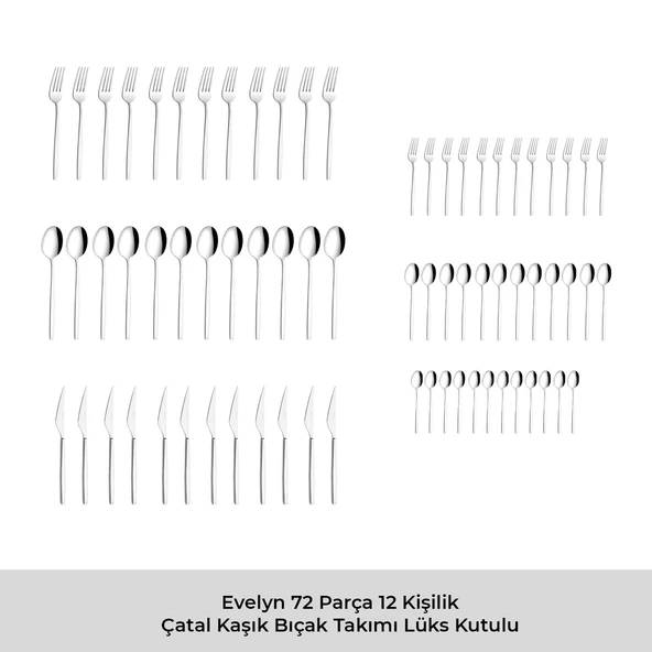 Emsan Evelyn 72 Parça 12 Kişilik Çatal Kaşık Bıçak Takımı Lüks Kutulu - 5