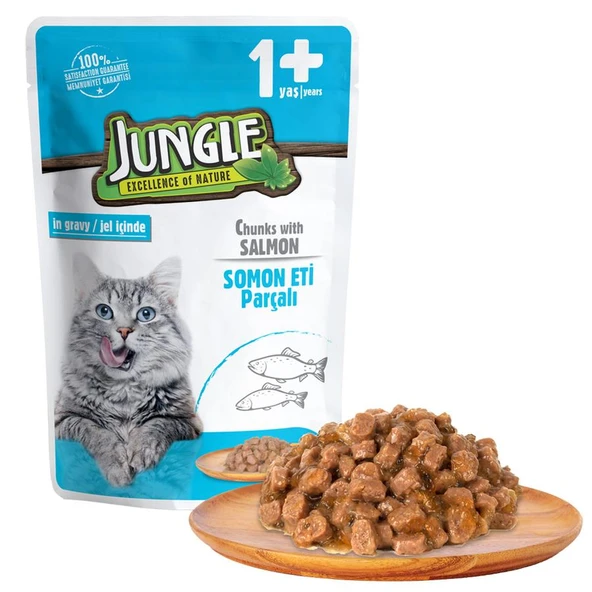 Jungle Pouch Somonlu Yetişkin Kedi Konservesi 100 gr ürün görseli 1