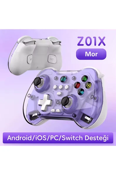 Z01X PC/IOS/Android/Switch/Switch Oled Uyumlu Bluetooth Bağlantılı Şeffaf Joystick Gamepad - Resim 2