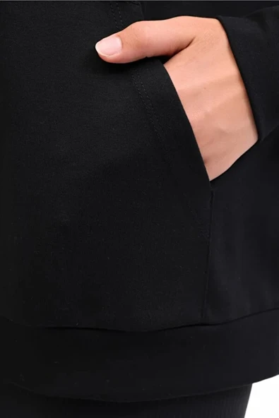 Lumberjack Carla-h Ginsen Kapsonlu Fermuarli Kadin Sweat - Siyah - Resim 4