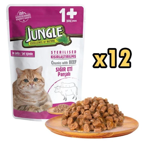 Jungle Biftekli Kısır Kedi Pouch 100 Gr X 12 Adet ürün görseli 1