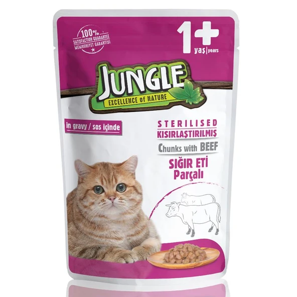 Jungle Biftekli Kısır Kedi Pouch 100 Gr - Resim 2