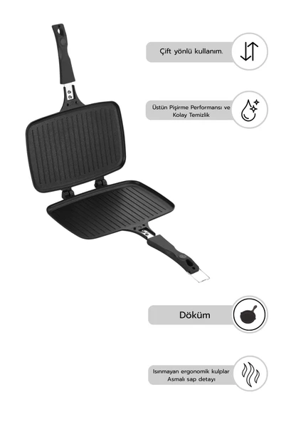 Vento Döküm Ocak Üstü Tost Makinesi – Siyah - Resim 4