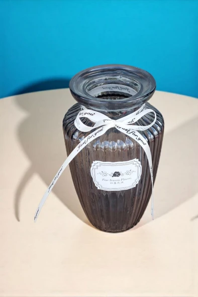 Mavi Cam Vazo-Ribben Tasarım,Dekoratif Çiçeklik,Ev Ofis İçin Şık Aksesuar - 4