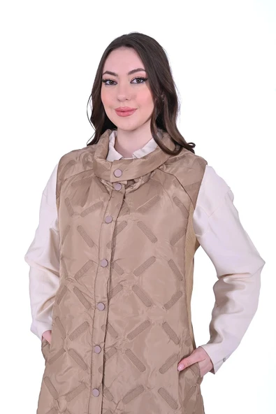 İNVEE Pervane Kapitone Yelek 6916 sutlu kahve - 3