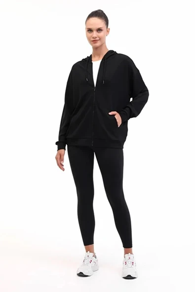 Lumberjack Carla-h Ginsen Kapsonlu Fermuarli Kadin Sweat - Siyah - Resim 2