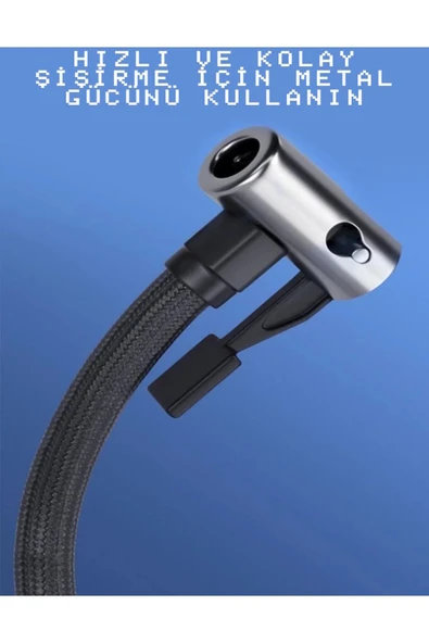 Zc-001 Taşınabilir Powerbankli Kendinden Şarjlı Siyah Dijital Ekranlı Hava Kompresörü - Resim 6