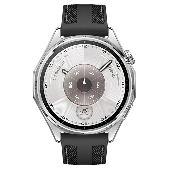 Sneezy Huawei Watch GT6 46mm ile Uyumlu Metal Tokalı Dikiş Detaylı Şık Dokuma Silikon Kordon  Siyah - Resim 8