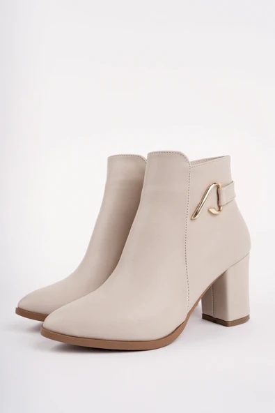 Muggo FORTİS Sivri Burun Toka Detaylı Fermuarlı Kalın Topuklu Kadın Bot - 8