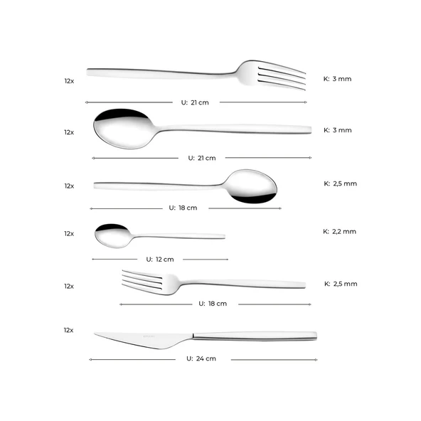 Emsan Evelyn 72 Parça 12 Kişilik Çatal Kaşık Bıçak Takımı Lüks Kutulu - 4