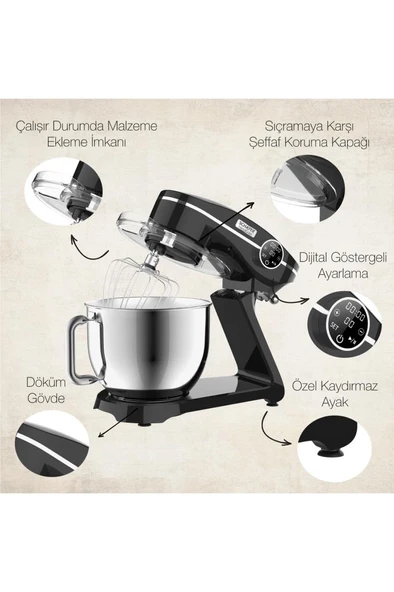 NeoCast Dijital Döküm Stand Mikser 6 L-Siyah - Resim 6