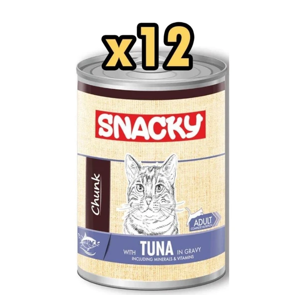 Snacky Chunk Ton Balıklı Yetişkin Kedi Konservesi 400 gr 12'li Paket ürün görseli 1