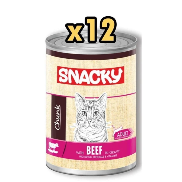 Snacky Chunk Sığır Etli Yetişkin Kedi Konservesi 400 gr 12'li Paket ürün görseli 1