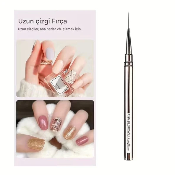Detay Fırçası, ince Uçlu Fırça, tırnak Süsleme Fırça Seti, Desen Fırçası, Metal Fırça Seti-5 Ad - 4