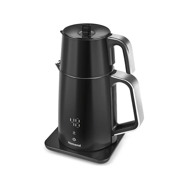 Homend Artfood Royaltea Cooltouch 1798H Dokunmatik El Yakmaz Gövdeli Paslanmaz Çelik Konuşan Çay Makinesi Siyah - Resim 2