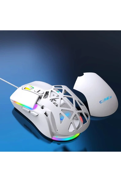 Claw's Nexus X1 12800 Dpi Wide RGB Özel ABS Doku, Claw's Reflex Örgü Kablolu & Değiştirilebilir Kapaklı Gaming Mouse - Beyaz - 4