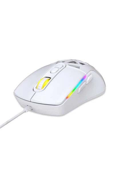 Claw's Nexus X1 12800 Dpi Wide RGB Özel ABS Doku, Claw's Reflex Örgü Kablolu & Değiştirilebilir Kapaklı Gaming Mouse - Beyaz - 7