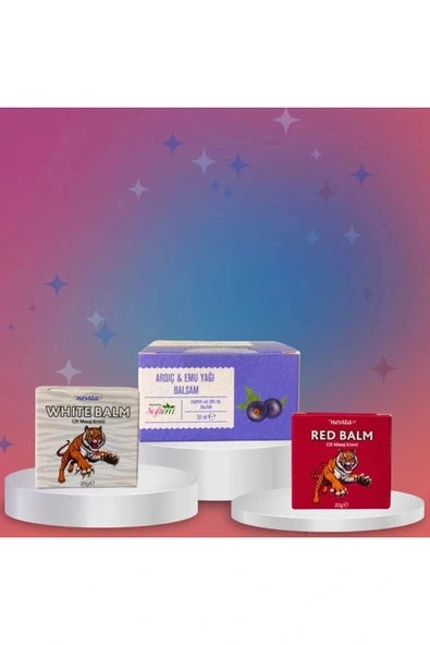 White + Red soğutucu ve ısıtıcı masaj kremi + Ardıç&Emu Yağı balsam ürün görseli