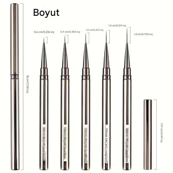 Detay Fırçası, ince Uçlu Fırça, tırnak Süsleme Fırça Seti, Desen Fırçası, Metal Fırça Seti-5 Ad - 2