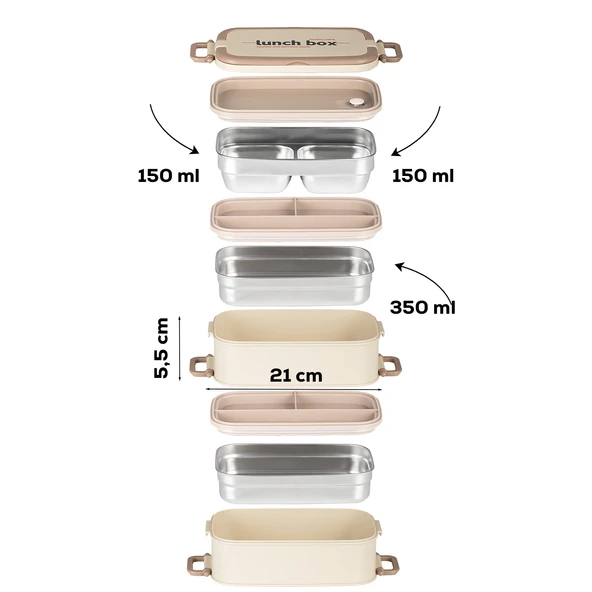 Porsima 1612 Isı Yalıtımlı Paslanmaz Çelik 3 Katlı 4 Bölmeli Vakumlu Yemek Termosu Beslenme Kutusu Taşınabilir Lunch Box Sefer Tası - Resim 3