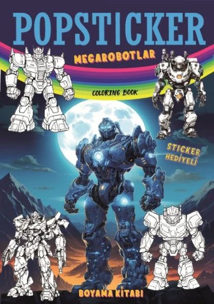 Megarobotlar Boyama Kitabı Popsticker ürün görseli 1