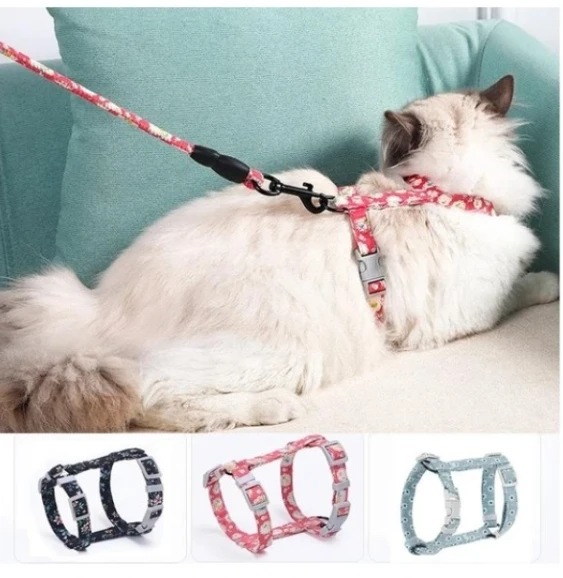 Kedi Gezdirme Göğüs Tasması Desenli