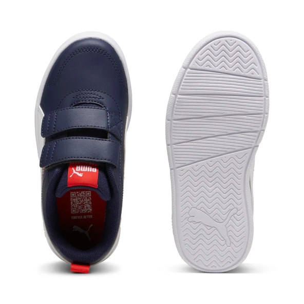Puma Courtflex V3 V PS-Navy-White-Red Çocuk Ayakkabı-Lacivert - Resim 6