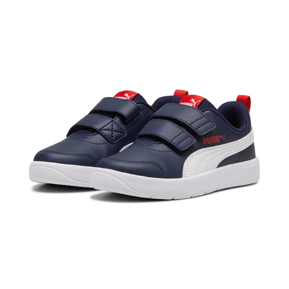 Puma Courtflex V3 V PS-Navy-White-Red Çocuk Ayakkabı-Lacivert ürün görseli 1