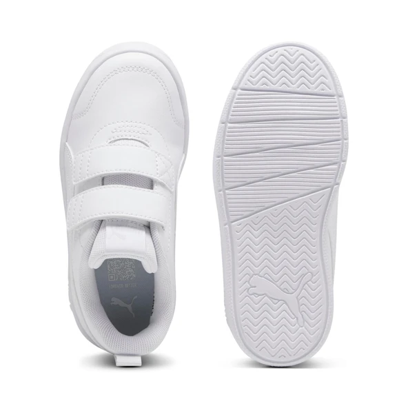 Puma Courtflex V3 V PS-White-White-Silver Mist Çocuk Ayakkabı-Beyaz - Resim 5