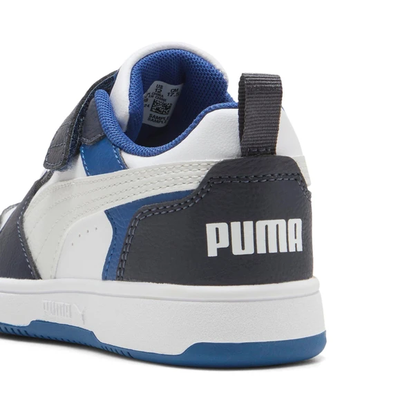 Puma Rebound V6 Lo AC+ PS-White-Feather Gray-BlK Çocuk Ayakkabı-Beyaz - Resim 4