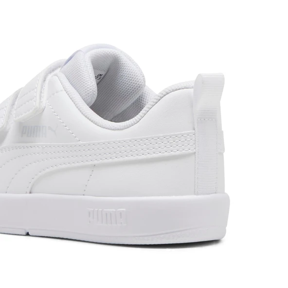 Puma Courtflex V3 V PS-White-White-Silver Mist Çocuk Ayakkabı-Beyaz - Resim 6
