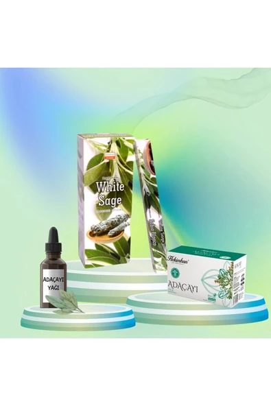 Anti Negatif Seti Adaçayı Tütsü 20 çubuk + Yağı 20 mi + Çayı 20 poşet ürün görseli