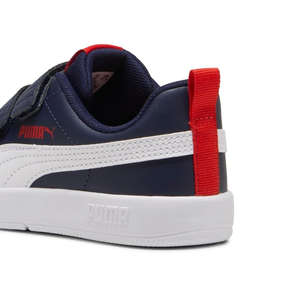 Puma Courtflex V3 V PS-Navy-White-Red Çocuk Ayakkabı-Lacivert - Resim 5