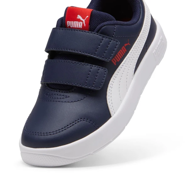 Puma Courtflex V3 V PS-Navy-White-Red Çocuk Ayakkabı-Lacivert - Resim 2