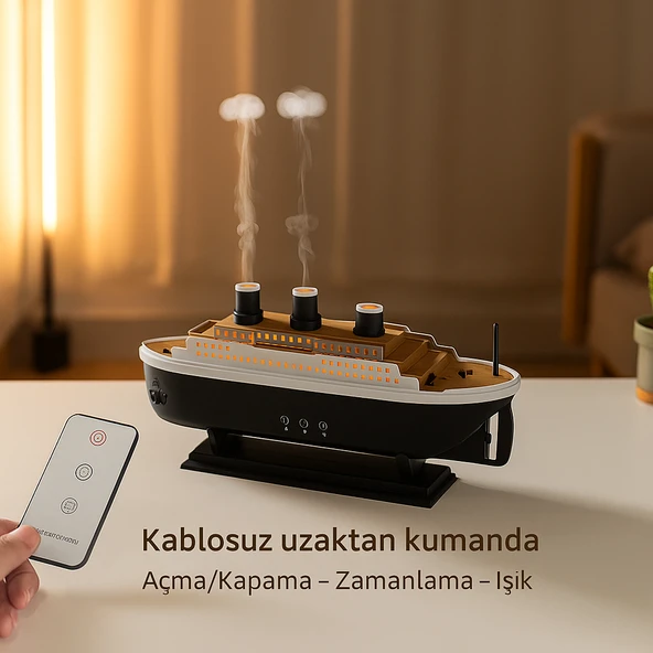 emi Tasarımlı Aromaterapi Difüzör & Nemlendirici - Denizanası Buhar Efekti, LED Işık ve Uzaktan Kumandalı - 7