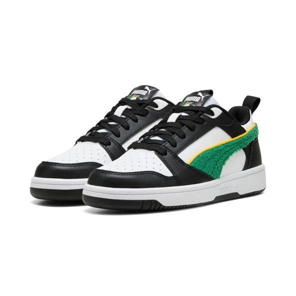 Puma Rebound V6 Lo Super Puma Jr-White-Green-Black Çocuk Ayakkabı-Beyaz ürün görseli 1