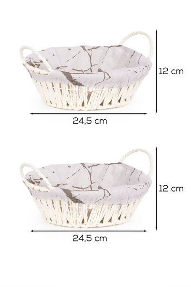 Porsima Mio-020 2li Hasır Görünümlü Kulplu Yuvarlak Ekmek Sepeti Beyaz 24,5cm - 4