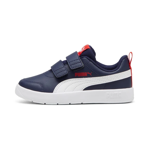 Puma Courtflex V3 V PS-Navy-White-Red Çocuk Ayakkabı-Lacivert - Resim 3