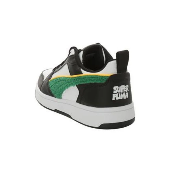Puma Rebound V6 Lo Super Puma Jr-White-Green-Black Çocuk Ayakkabı-Beyaz - Resim 3