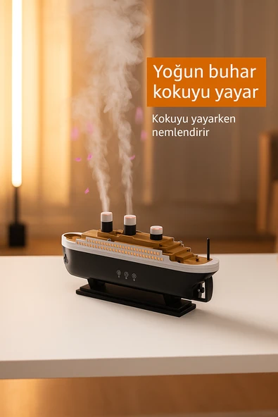 emi Tasarımlı Aromaterapi Difüzör & Nemlendirici - Denizanası Buhar Efekti, LED Işık ve Uzaktan Kumandalı - 8