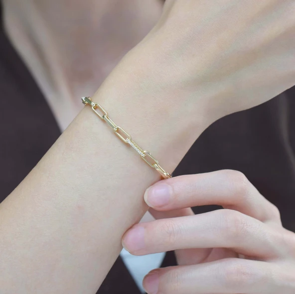 Taşlı Ataç Altın Bileklik - Resim 2